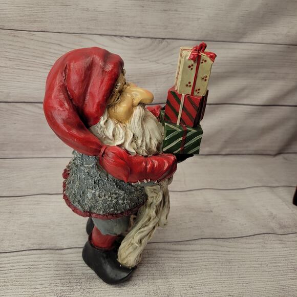 Santa With Stack of Packages Figurine 10" Tall - Picture 3 of 10